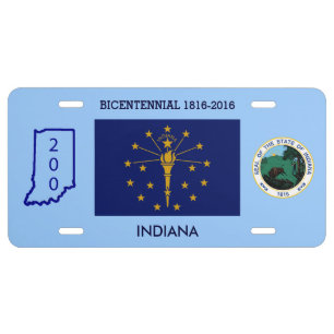 Indiana Bicentennial Custom Front License Plate