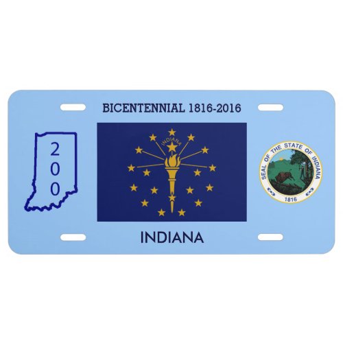 Indiana Bicentennial Custom Front License Plate