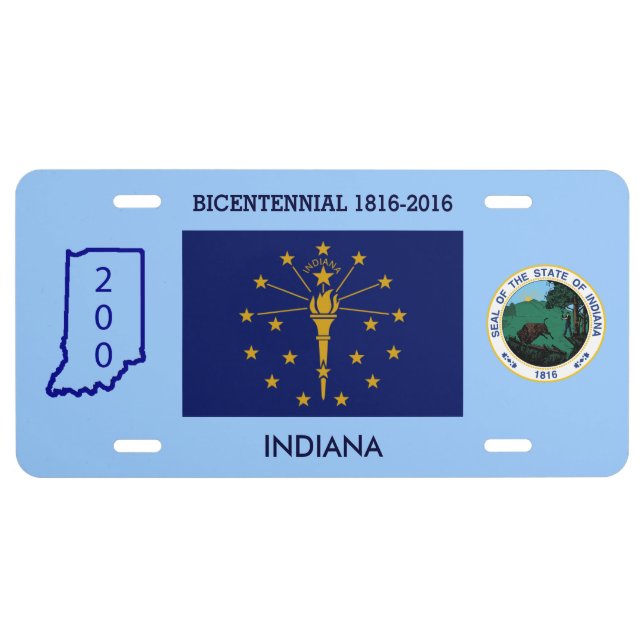 Indiana Bicentennial Custom Front License Plate (Front)
