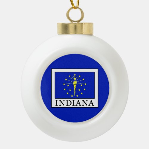 Indiana Ceramic Ball Christmas Ornament