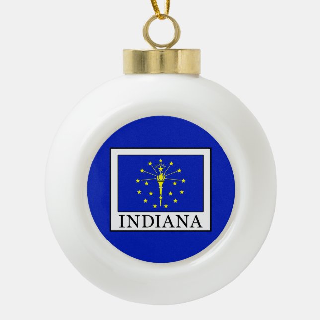 Indiana Ceramic Ball Christmas Ornament (Front)