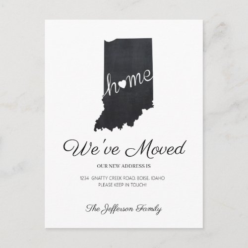 Indiana Chalkboard State Map Moving Postcard