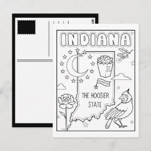 indiana color me collage postcard