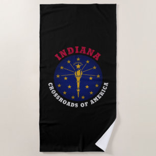 INDIANA CROSSROADS STATE FLAG BEACH TOWEL