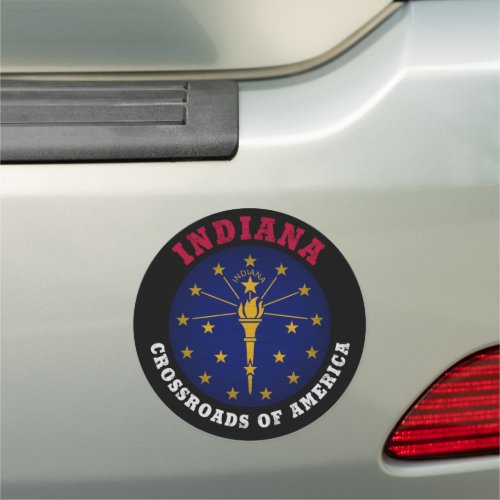 INDIANA CROSSROADS STATE FLAG CAR MAGNET