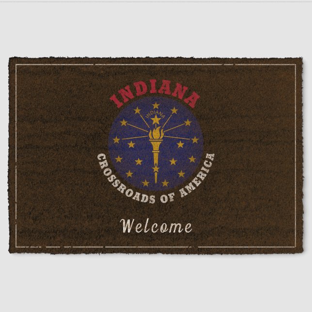 INDIANA CROSSROADS STATE FLAG FIBER DOORMAT (Front)