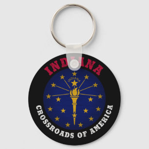INDIANA CROSSROADS STATE FLAG KEYCHAIN