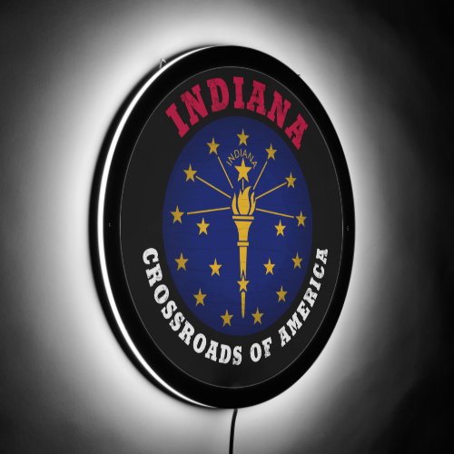 INDIANA CROSSROADS STATE FLAG LED SIGN