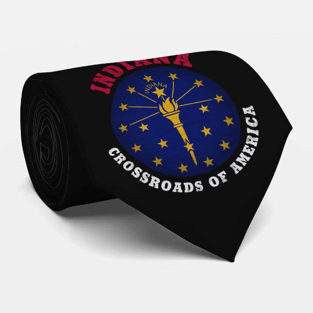 INDIANA CROSSROADS STATE FLAG NECK TIE (Rolled)