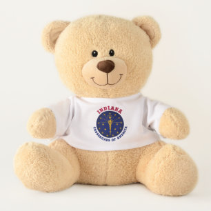 INDIANA CROSSROADS STATE FLAG TRUCKER HAT TEDDY BEAR