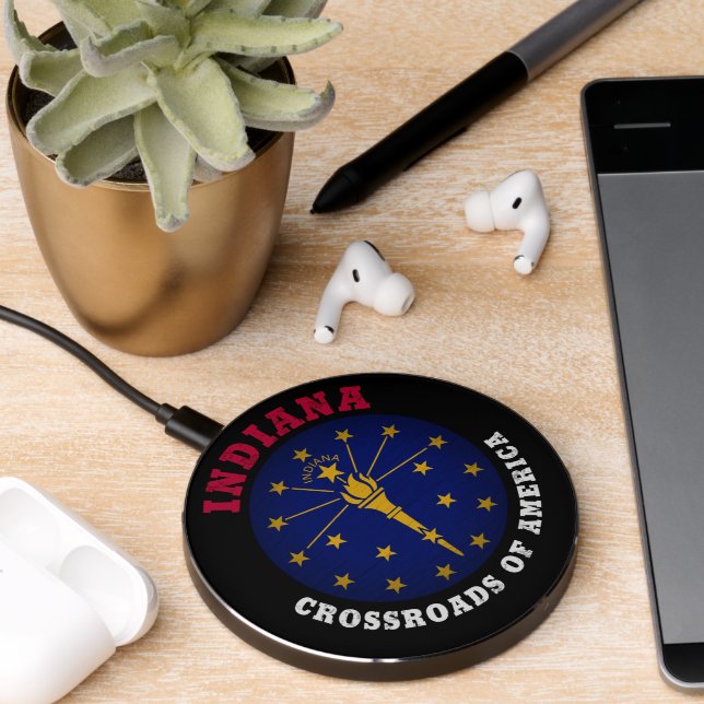 INDIANA CROSSROADS STATE FLAG WIRELESS CHARGER  (Desk 2)