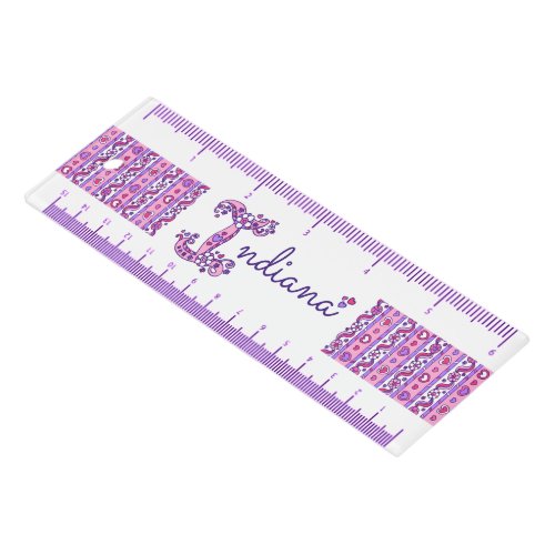 Indiana doodle art name pink purple ruler