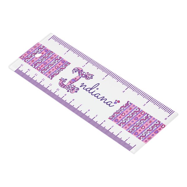 Indiana doodle art name pink purple ruler (Angled)
