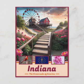 Indiana Dreamscape: Surreal State Masterpiece Postcard