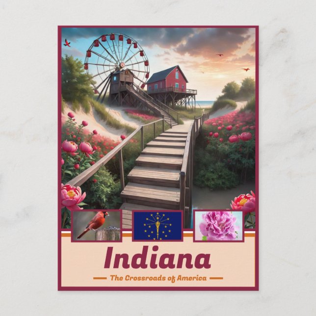 Indiana Dreamscape: Surreal State Masterpiece Postcard (Front)