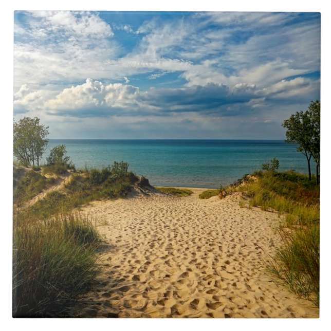 Indiana Dunes, Lake Michigan Ceramic Tile (Front)