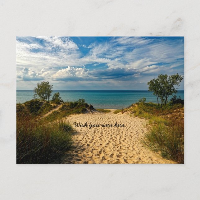 Indiana Dunes, Lake Michigan. Wish you were here. Postcard (Front)