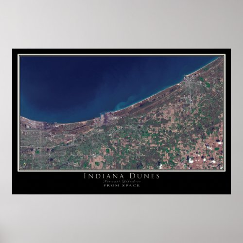 Indiana Dunes National Lakeshore Satellite Map Poster