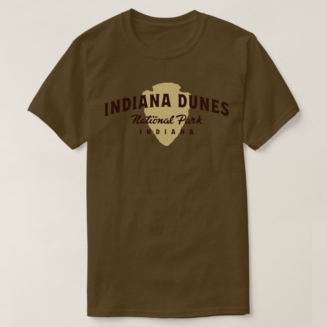 Indiana Dunes National Park Arched Text Brown T-Shirt (Design Front)