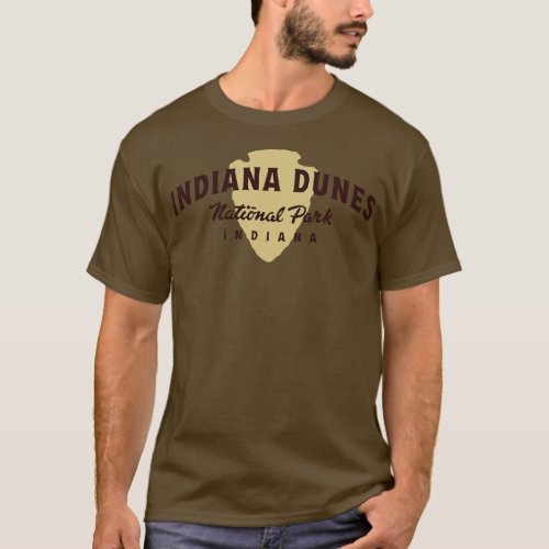 Indiana Dunes National Park Arched Text Brown T_Shirt