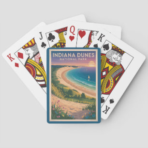 Indiana Dunes National Park Illustration Travel Poker Cards