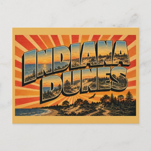 Indiana Dunes National Park Lake Michigan Art Postcard