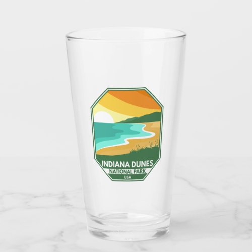 Indiana Dunes National Park Minimal Retro Emblem Glass