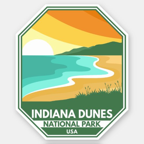 Indiana Dunes National Park Minimal Retro Emblem Sticker