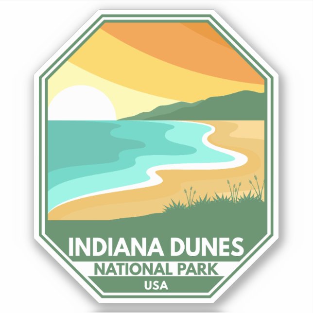 Indiana Dunes National Park Minimal Retro Emblem Sticker (Front)