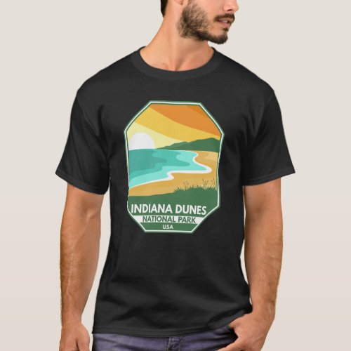 Indiana Dunes National Park Minimal Retro Emblem T_Shirt