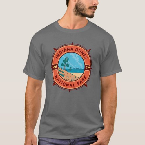 Indiana Dunes National Park Retro Compass Emblem T_Shirt