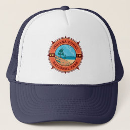 Indiana Dunes National Park Retro Compass Emblem Trucker Hat