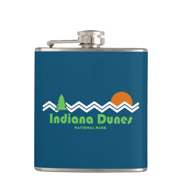 Indiana Dunes National Park Retro Flask (Front)
