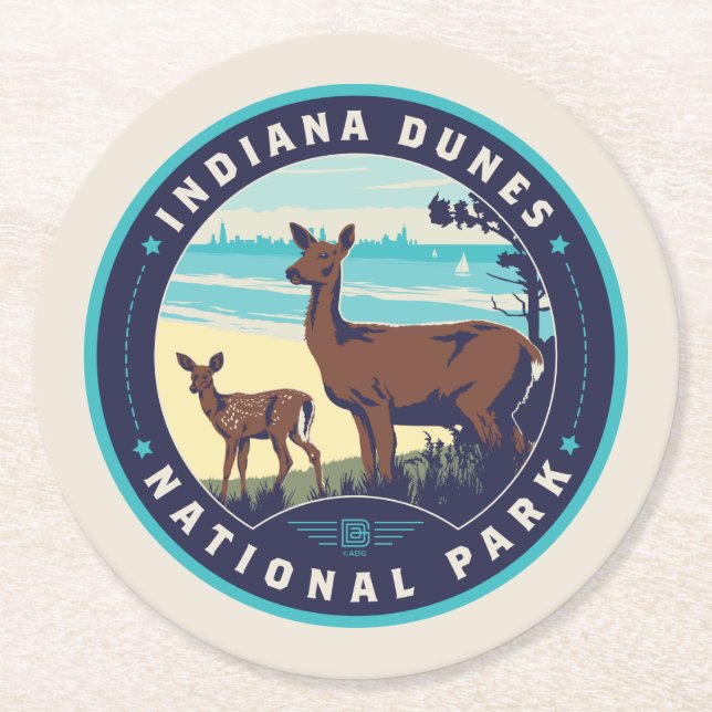 Indiana Dunes National Park Round Paper Coaster (Front)