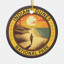Indiana Dunes National Park Travel Art Vintage Ceramic Ornament