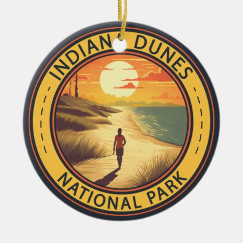 Indiana Dunes National Park Travel Art Vintage Ceramic Ornament