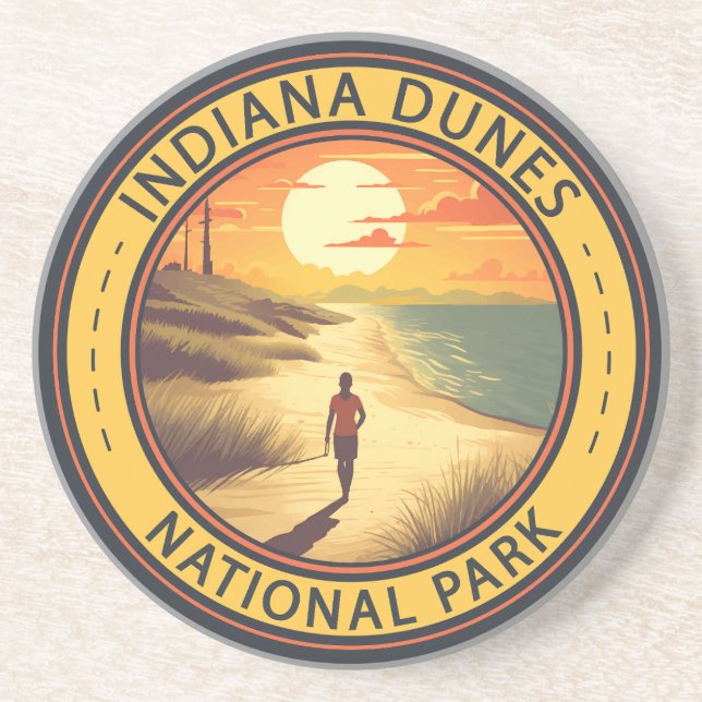 Indiana Dunes National Park Travel Art Vintage Coaster (Front)