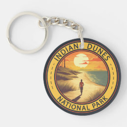 Indiana Dunes National Park Travel Art Vintage Keychain