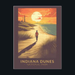 Indiana Dunes National Park Travel Art Vintage Postcard<br><div class="desc">Indiana Dunes vector artwork design. The park is a United States national park located in northwestern Indiana managed by the National Park Service.</div>