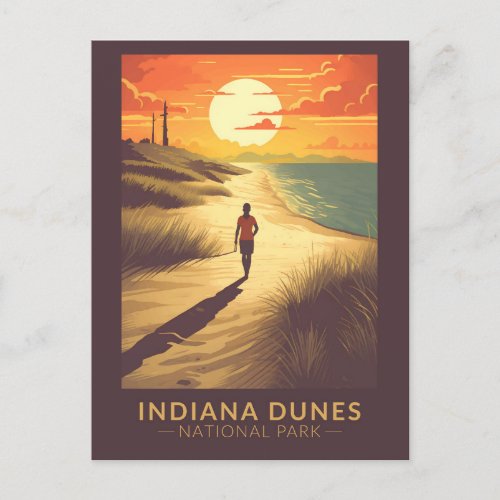 Indiana Dunes National Park Travel Art Vintage Postcard