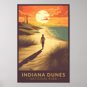 Indiana Dunes National Park Travel Art Vintage Poster