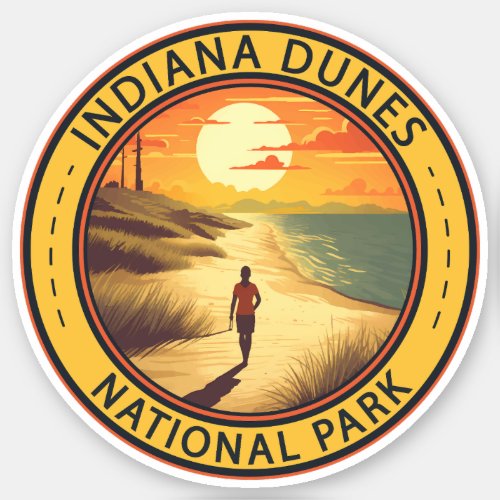 Indiana Dunes National Park Travel Art Vintage Sticker
