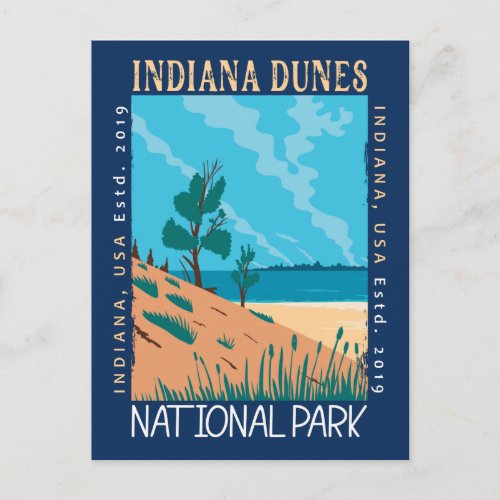 Indiana Dunes National Park Vintage Distressed Postcard
