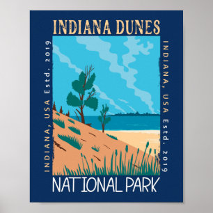 Indiana Dunes National Park Vintage Distressed Poster