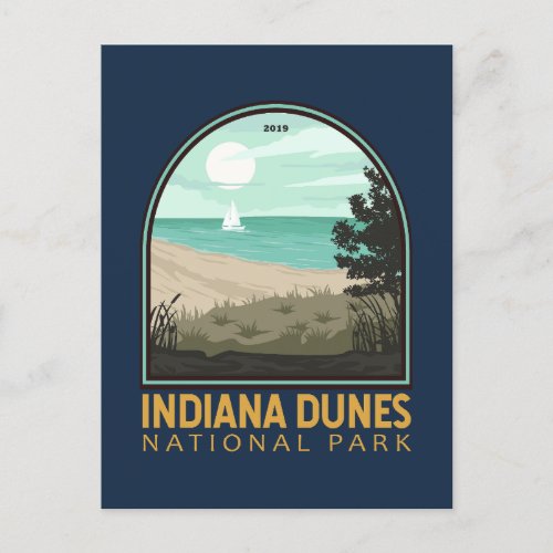 Indiana Dunes National Park Vintage Emblem Postcard