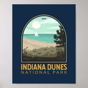 Indiana Dunes National Park Vintage Emblem Poster