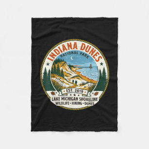 Indiana dunes national park vintage hiking fleece blanket