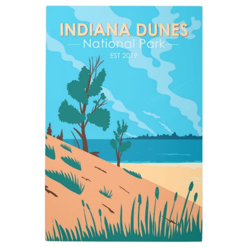 Indiana Dunes National Park Vintage  Metal Print