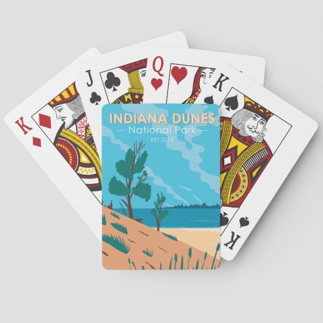 Indiana Dunes National Park Vintage  Poker Cards (Back)