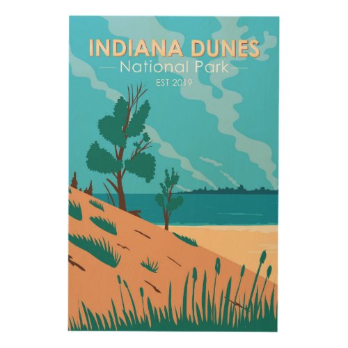 Indiana Dunes National Park Vintage  Wood Wall Art